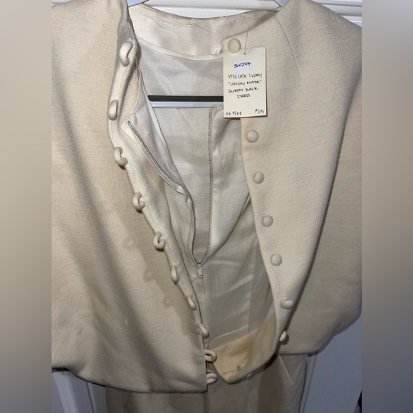 Vintage 60s union made ivory button back dress XS/S - Picture 11 of 16
